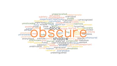 Go to the thesaurus article about these synonyms and antonyms of obscure. . Obscure synonym